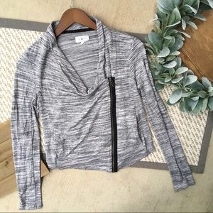 Lou & Grey Asymmetrical Zip Up Top Cardigan Jacket